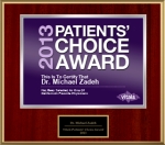  Dr. Michael Zadeh Named a Patients Choice Award Winner for 2013