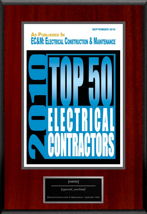 Top 50 Electrical Contractors American Registry Recognition Plaques
