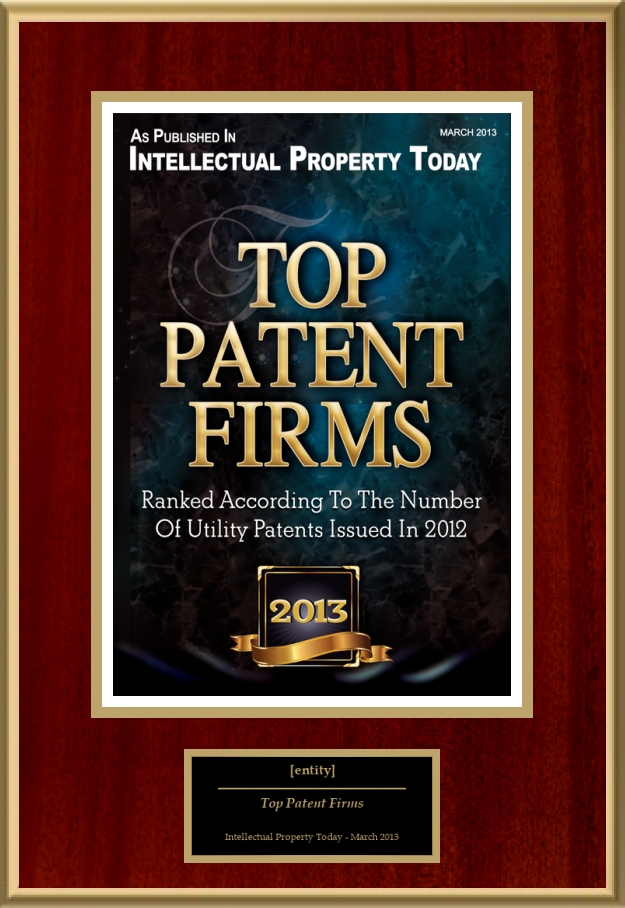 Top Patent Firms American Registry Recognition Plaques, Award