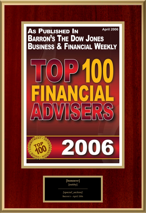 Top 100 Financial Advisers American Registry Recognition Plaques