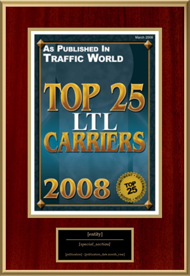Top 25 LTL Carriers American Registry Recognition Plaques, Award